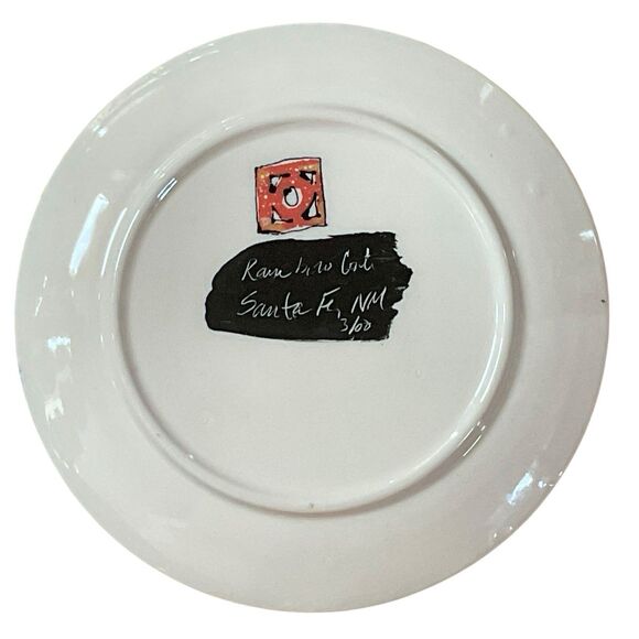 Rainbow Gate Santa Fe New Mexico Floral Plate Handmade Poppies Butterflies 10.5” - Picture 5 of 10